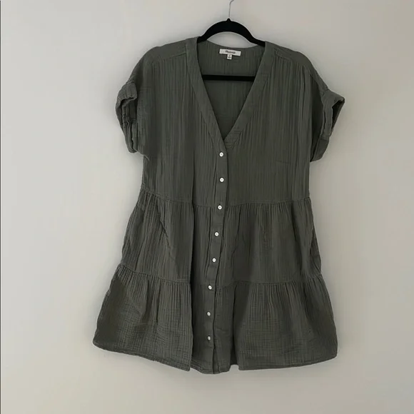 Madewell Olive Green Mini Dress - Picture 2 of 4